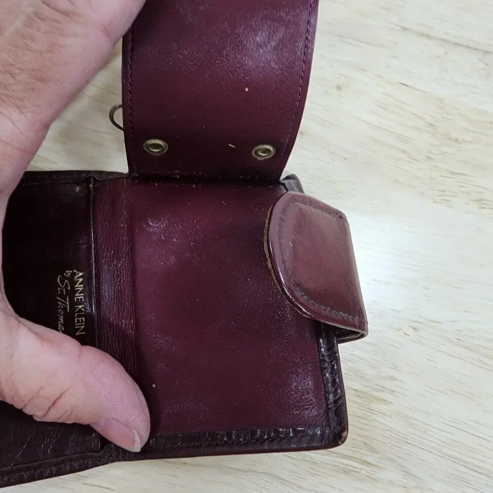 Vintage Anne Klein St Thomas Leather Key Holder Wallet Brown 5 Hook Case 4x3